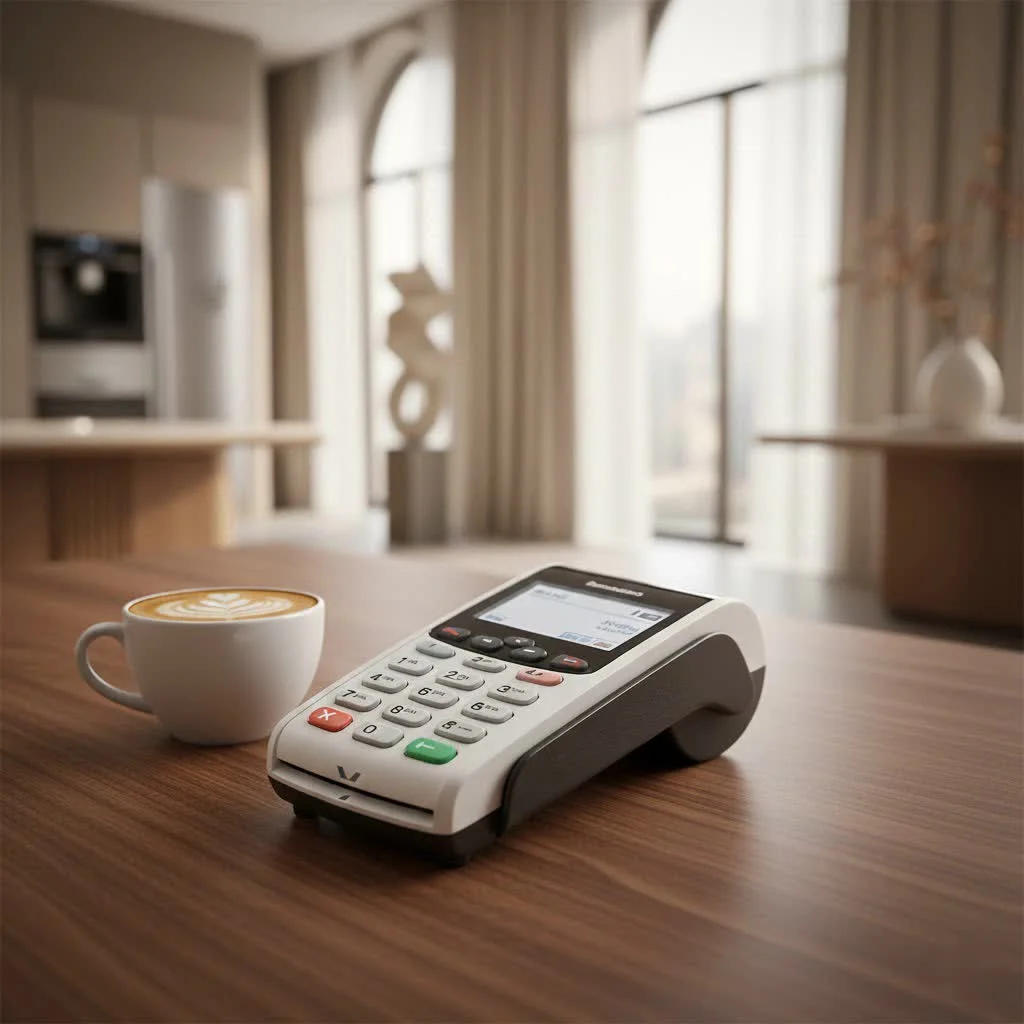 Person using a phone credit card reader to accept payment