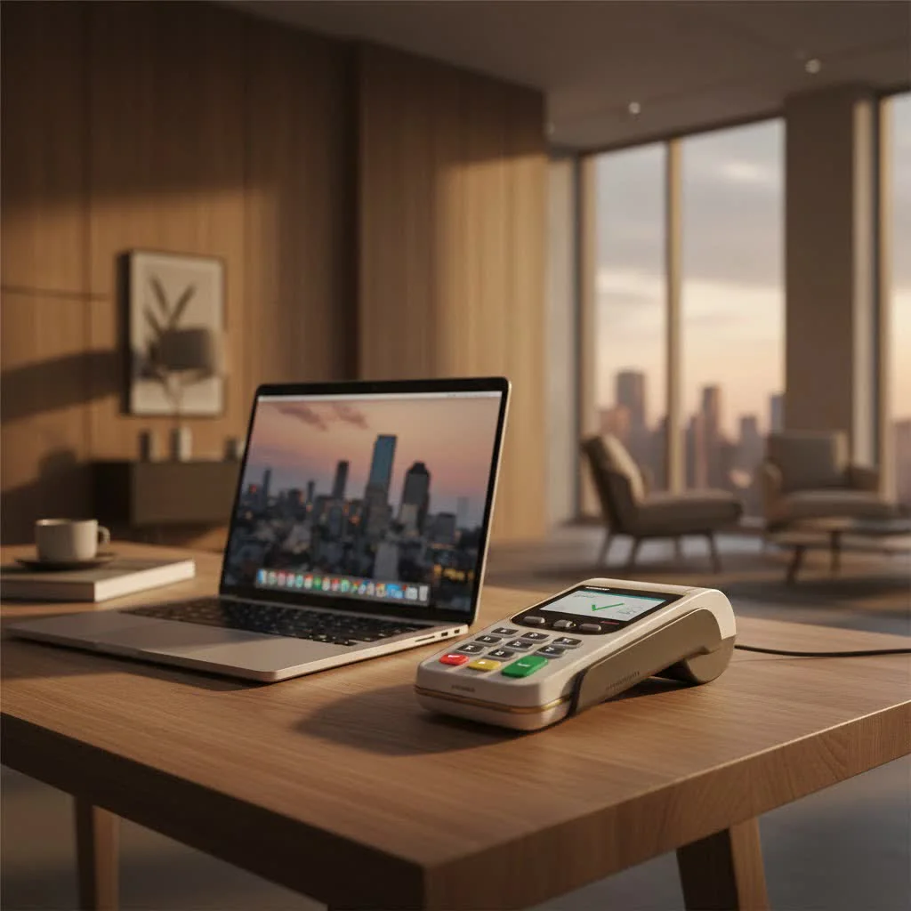 Verifone card reader on a countertop